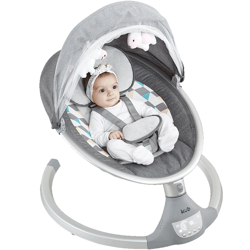 可优比（KUB）婴儿电动摇摇椅宝宝摇篮椅哄娃睡觉神器新生儿安抚椅LED电容触控升级款钛灰色