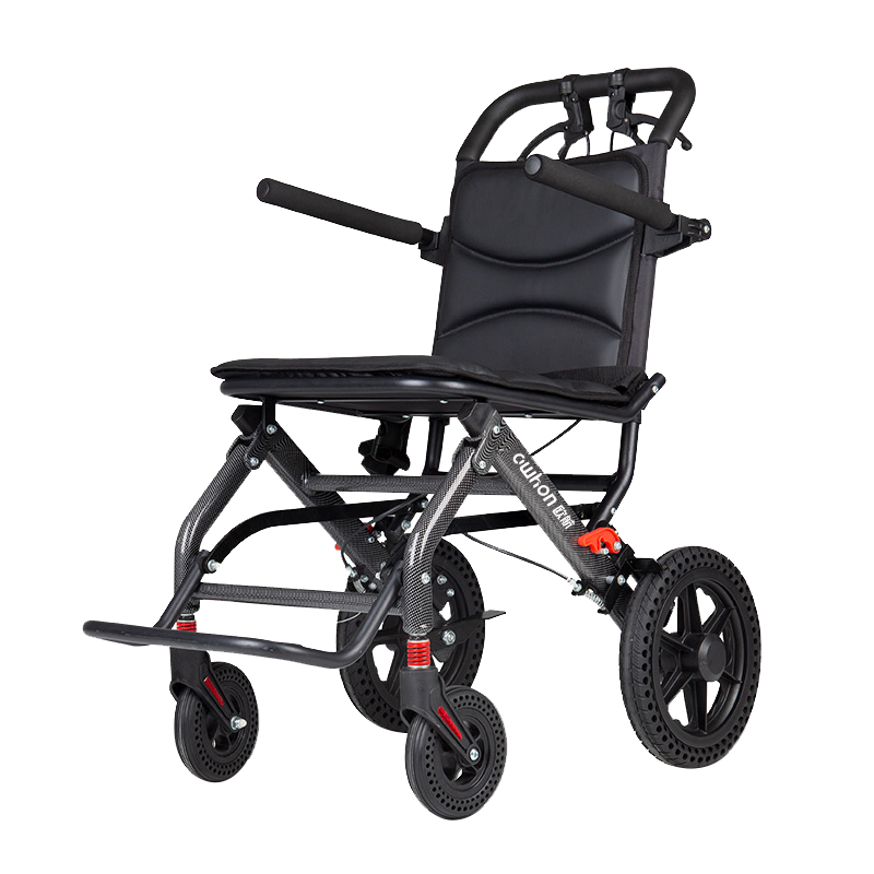 德国欧航（Owhon）老人轮椅碳纤维转印手推折叠轻便小上飞机旅行残疾人老年人手动四轮车