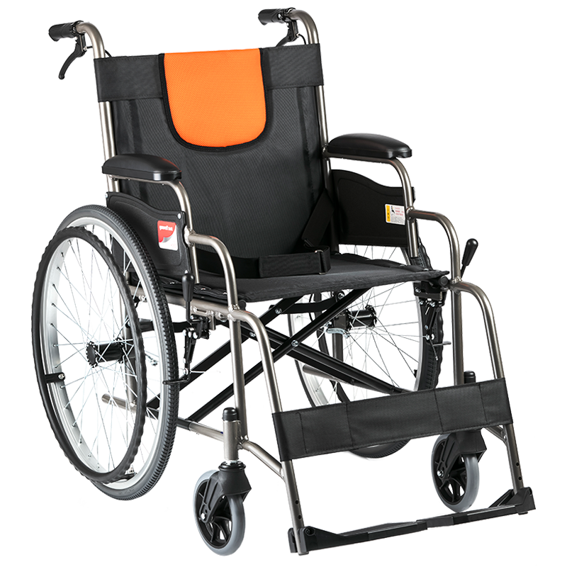 鱼跃(YUWELL)轮椅H062 轻便免充气加强铝合金或钢材材质代步车 手动折叠老人轮椅车