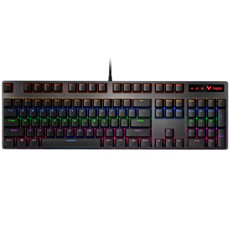 雷柏（Rapoo） V500PRO 机械键盘 有线键盘 游戏键盘 104键混光键盘 吃鸡键盘 电脑键盘 黑色 红轴