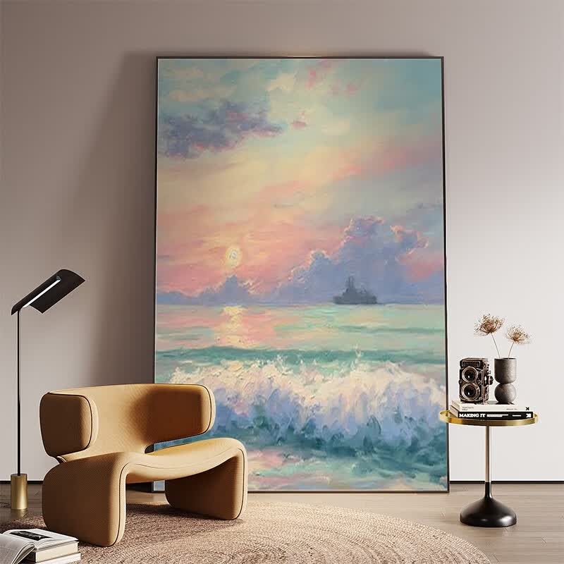 ���ʣ�FACAI��ŷʽ����Ψ���羰�ֻ溣���ճ��ͻ�װ�λ��������ذ칫���ұ���ǽ�һ���ŷ�ڻ� Ħ�Ǻ�(���黭��+��������+��ˮ���깤��) 70*100����΢��װ�λ�(���黭��+��������)