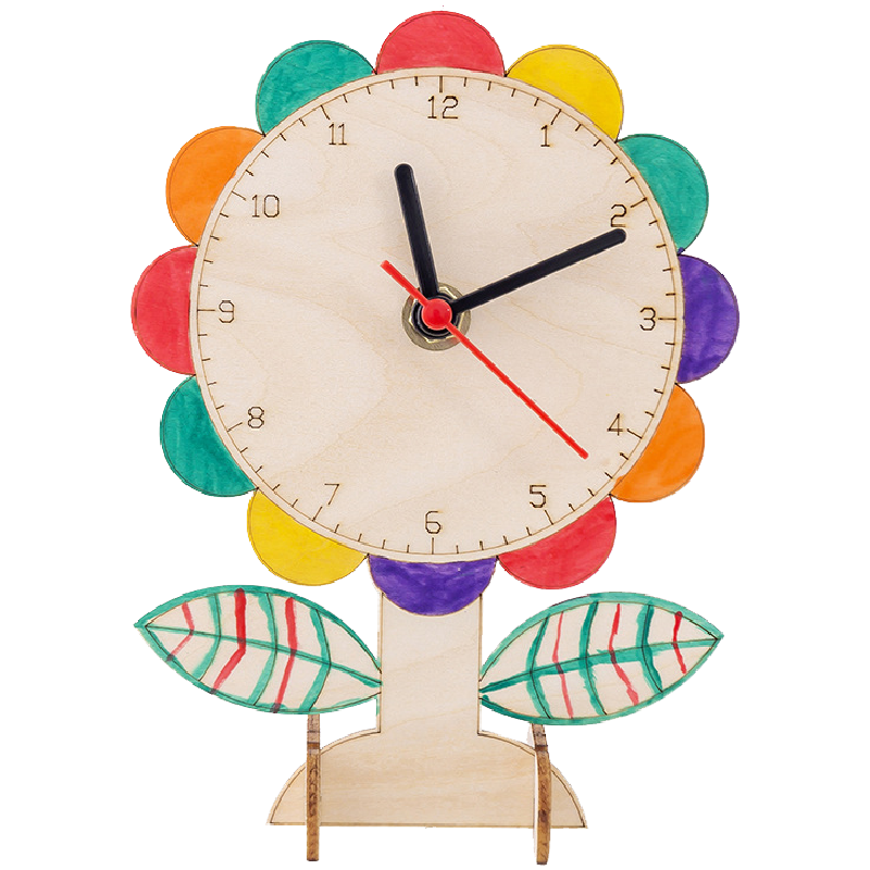 皮皮豆 创意diy涂色DIY手工制作自装自制时钟材料包钟表模型小学生一二三四年级时钟教具儿童科技小制作