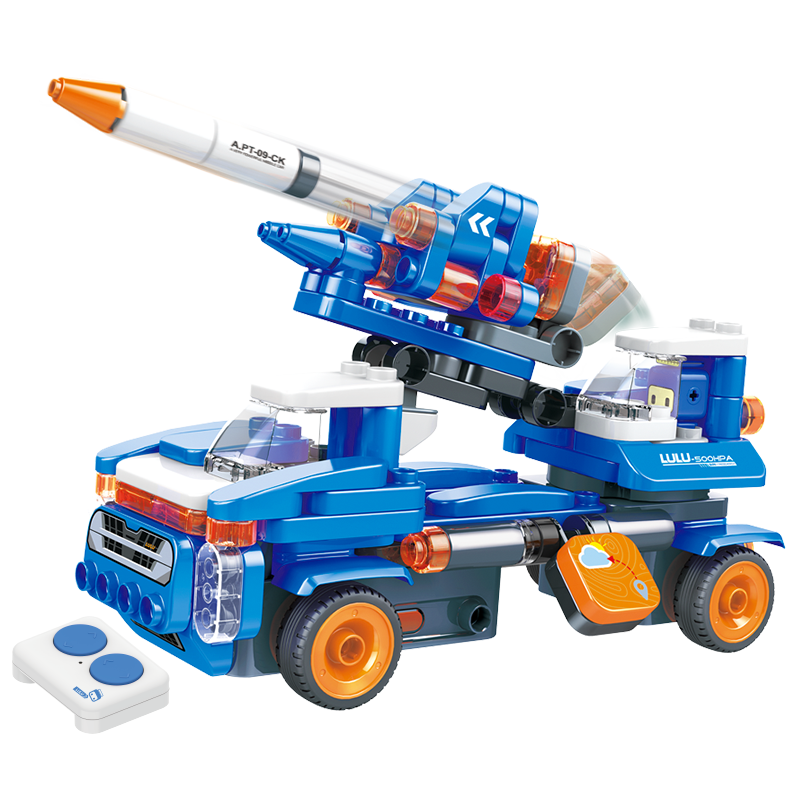 布鲁可 大颗粒积木 男孩女孩生日礼物布鲁克玩具百变布鲁可拼装积木车 交通工具系列-鲁鲁遥控导弹车
