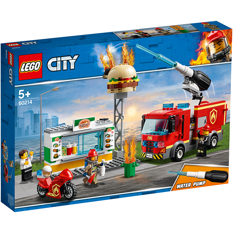 乐高(LEGO)积木 城市系列CITY 60214 汉堡店消防救援 5岁+ 儿童玩具 男孩女孩生日礼物