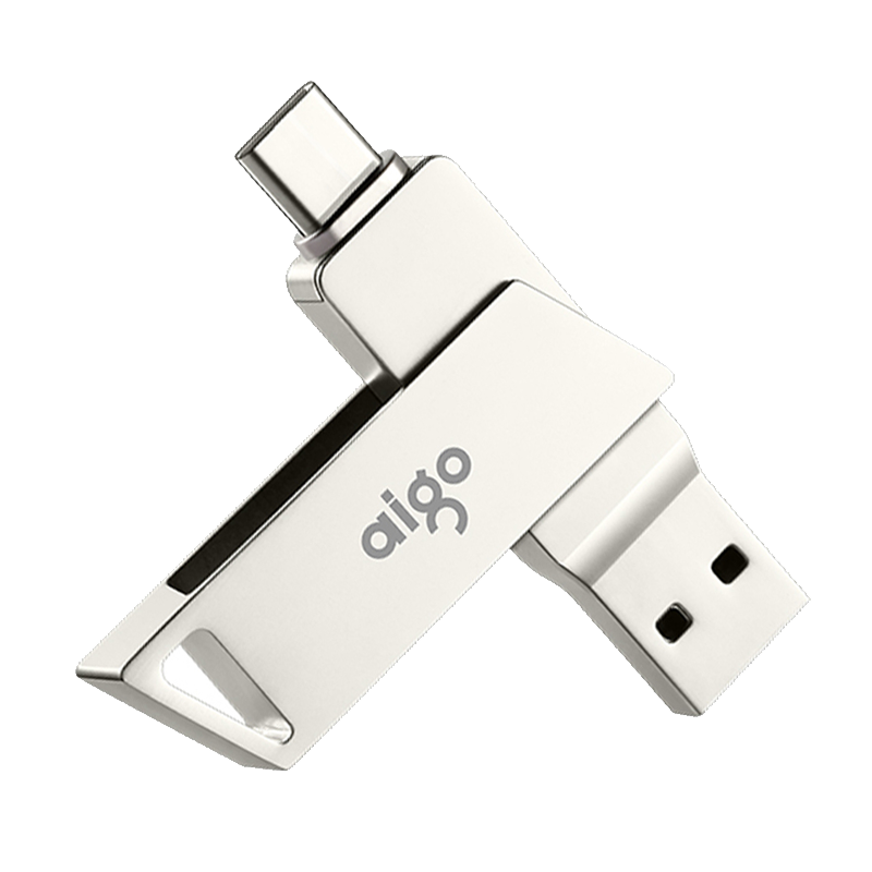 爱国者（aigo）64GB Type-C USB3.1 手机U盘 U350 银色  双接口手机电脑两用