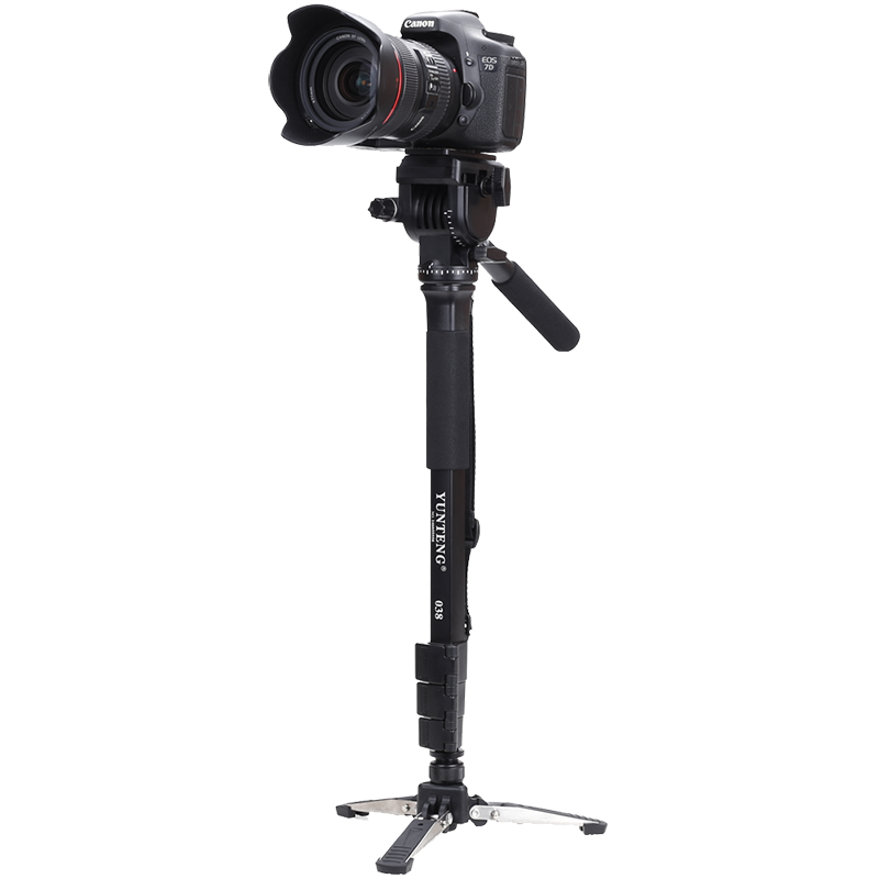 云腾（YUNTENG）独脚架 038专业摄影摄像独脚架 液压云台单脚架 单反相机DV摄像机自拍架带支撑脚掌独角架