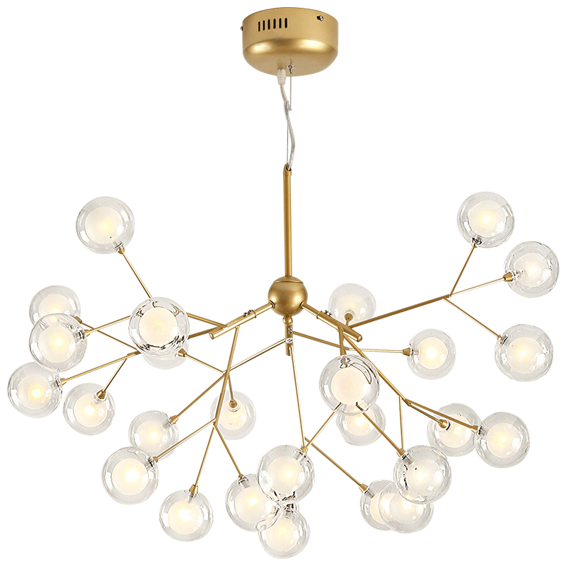 一盏生活 北欧萤火虫灯具简约客厅吊灯创意个性服装店现代卧室泡泡球吊灯 27头-金色