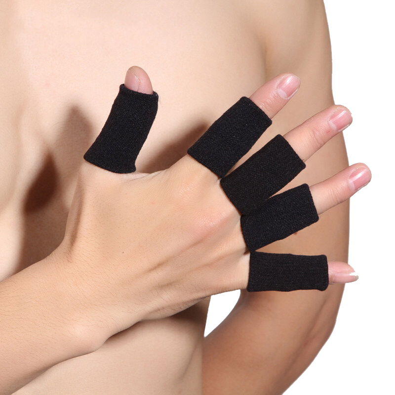 LAC篮球护指排球指关节护指套  运动护具防滑弹力绷带护手指套装备 黑色10只装