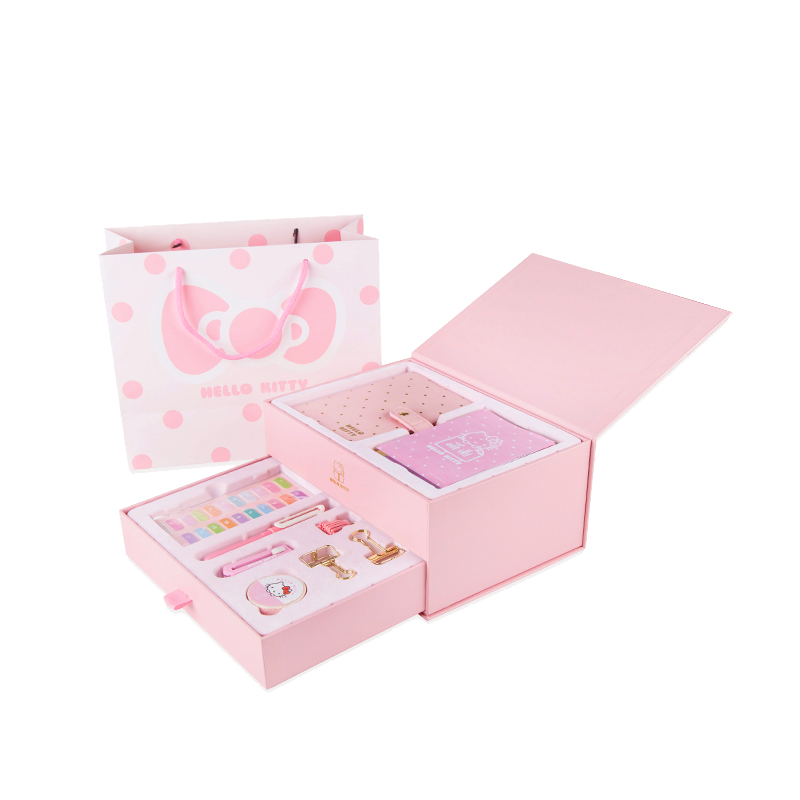 kinbor Hello Kitty手账本套装创意生日礼盒14件套手帐本(皮面笔记本子/钢笔/和纸胶带)DTB6507