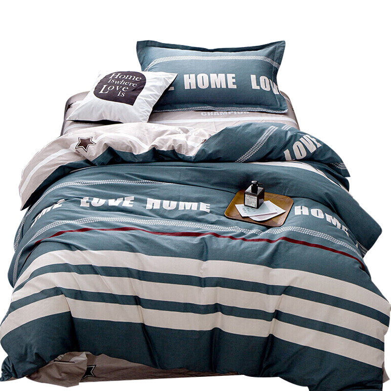 南极人NanJiren 纯棉三件套 简约斜纹床上用品单人学生宿舍被套床单枕套 1.2米床 零距离