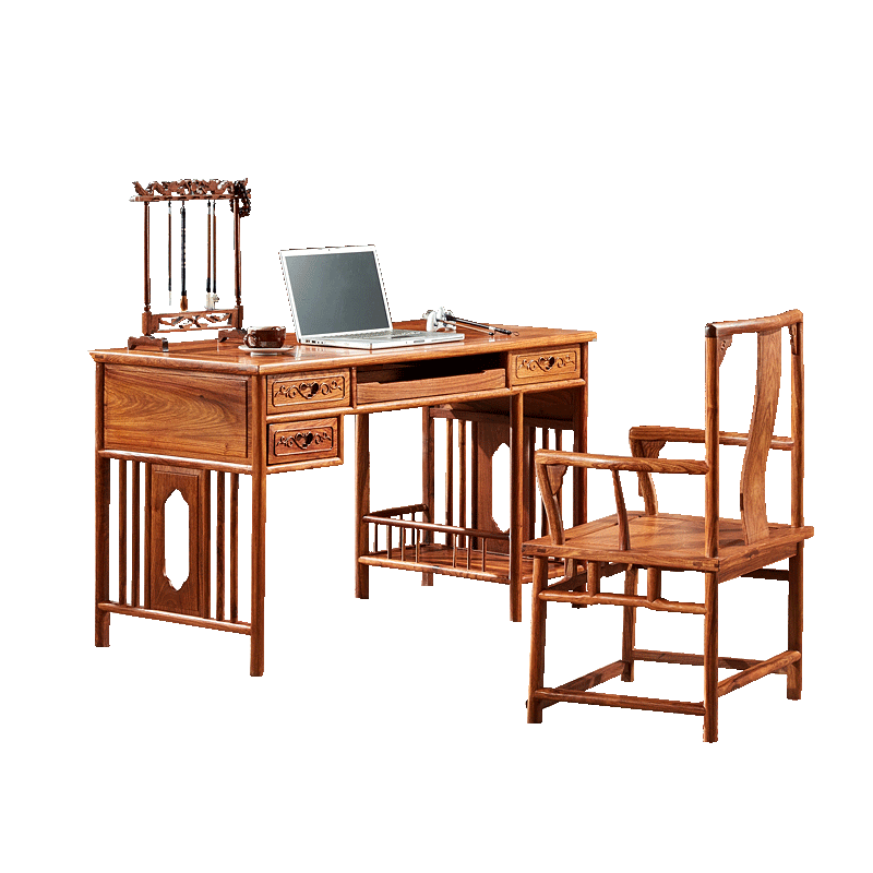 皇印 红木家具非洲花梨（学名：刺猬紫檀）书桌电脑台办公桌子学生实木书桌2501 电脑桌椅组合