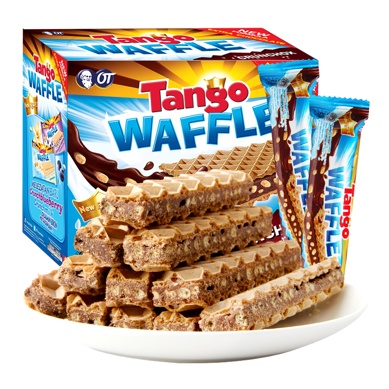 印尼进口食品 Tango咔咔脆威化 进口休闲零食 巧克力味夹心饼干160g/盒