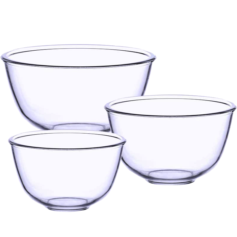 喜碧（Scybe）加厚玻璃碗 特博（17+21+24.5）cm 家用汤碗和面玻璃盆加深水果沙拉碗料理盆打蛋盆烘焙醒面碗