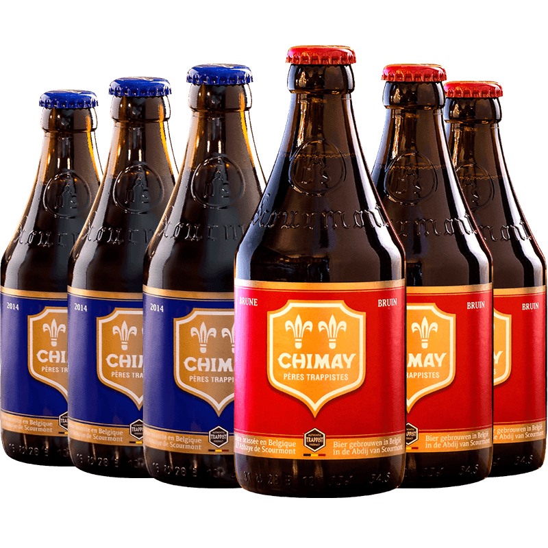 智美（Chimay）红帽*3/蓝帽*3啤酒组合 330ml*6瓶 修道士精酿 比利时进口