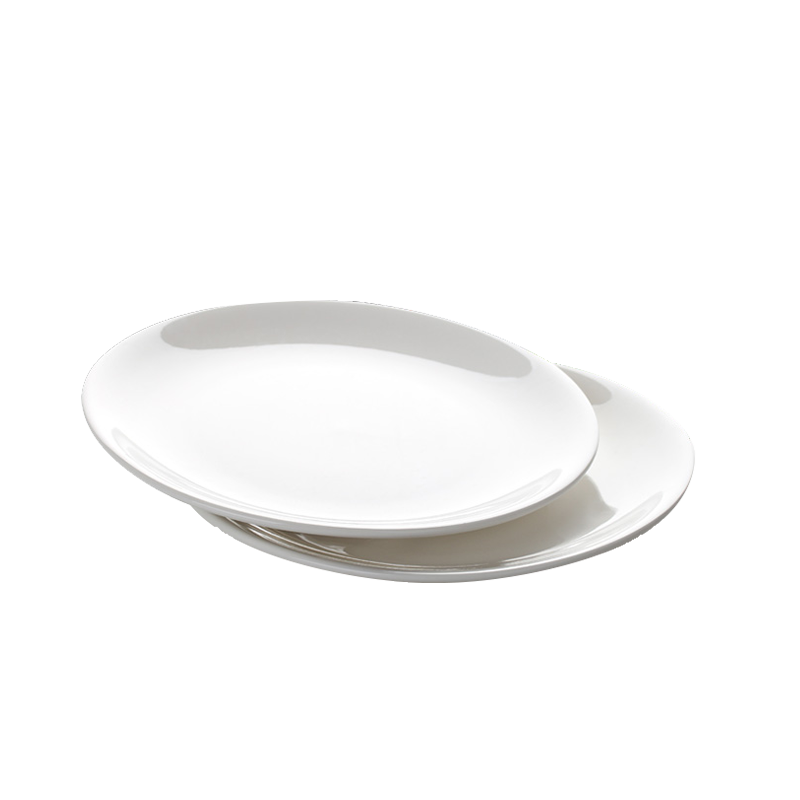 洁雅杰陶瓷餐具 家用白瓷盘子强化月光盘(10英寸西餐盘酒店瓷牛排盘 2只装