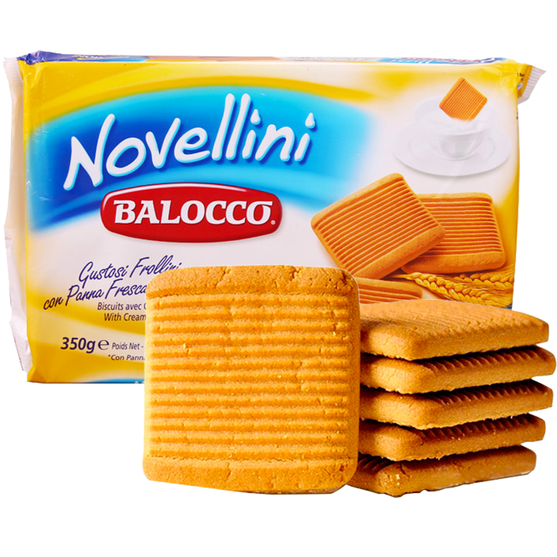 意大利原装进口 百乐可（BALOCCO）鲜奶油蜂蜜味饼干 早餐休闲零食营养饼干350g（独立小包装）