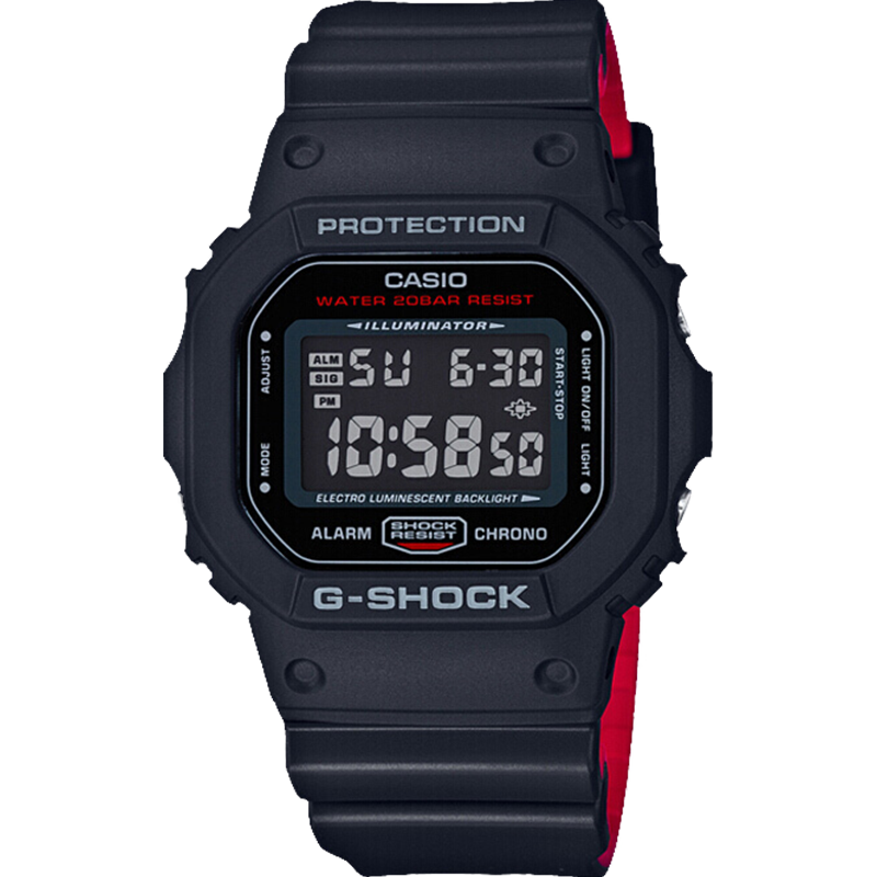 卡西欧(CASIO)手表 G-SHOCK 男士时尚防水小方块运动手表石英表学生手表 DW-5600HR-1