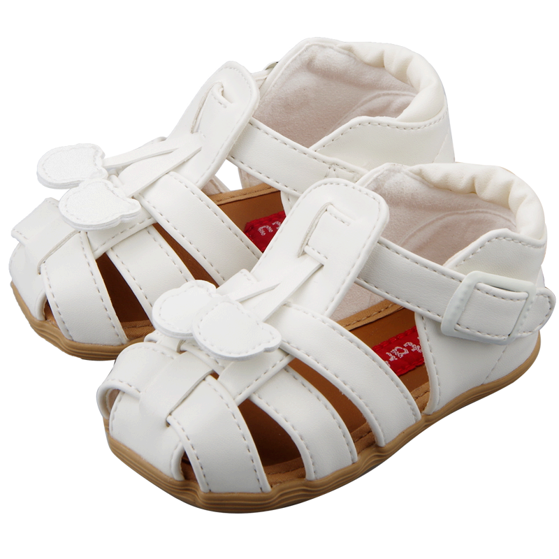 卡特兔童鞋宝宝女童凉鞋夏季公主鞋学步男童包头小孩机能鞋子皮鞋 白色 2段-内长15cm（适合脚长14.5cm）
