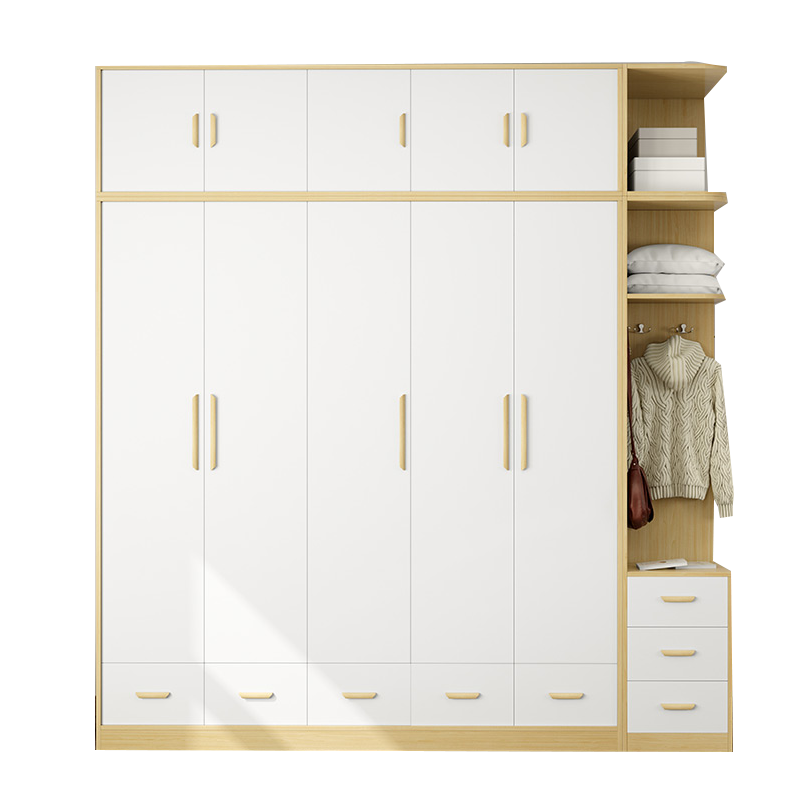 平子集 衣柜 卧室大衣柜 免漆板材衣橱家具 可改尺寸 浮雕白色 2门单衣柜