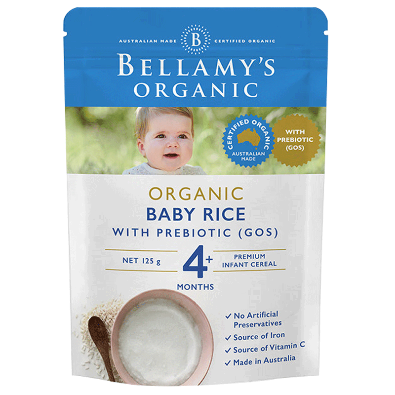 贝拉米 Bellamy’s 婴幼儿有机辅食 铁元素米粉米糊 原味 4月以上 125g/袋 含铁元素 GOS益生元 澳洲原装进口