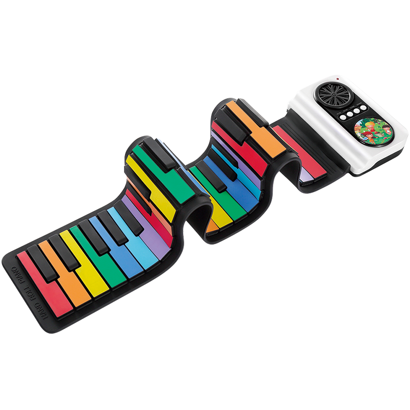 诺艾（iword）手卷电子钢琴49键儿童版便携式玩具折叠软键盘入门彩虹色