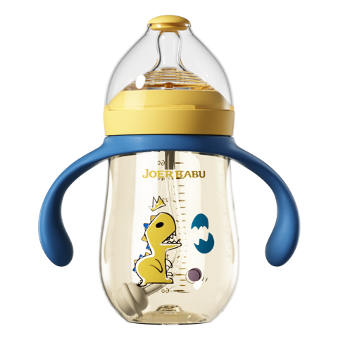 小袋鼠巴布（JOER BABU）婴儿奶瓶PPSU断奶奶瓶宽口径耐摔宝宝吸管奶瓶带手柄 配XL号9个月以上适用 330ml黄