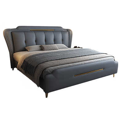 喜临门真皮双人大床主卧现代简约轻奢婚床云图s淡藕色18米2米