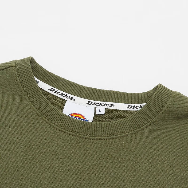 dickies卫衣logo绣花卫衣男式毛圈布圆领套头上衣卫衣男dk008716青苔