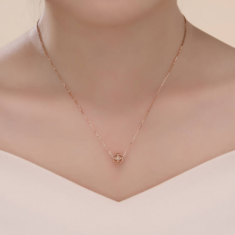 潮宏基chjjewellery缤纷闪耀18k金玫瑰金彩金项链女款xqk30007391约42