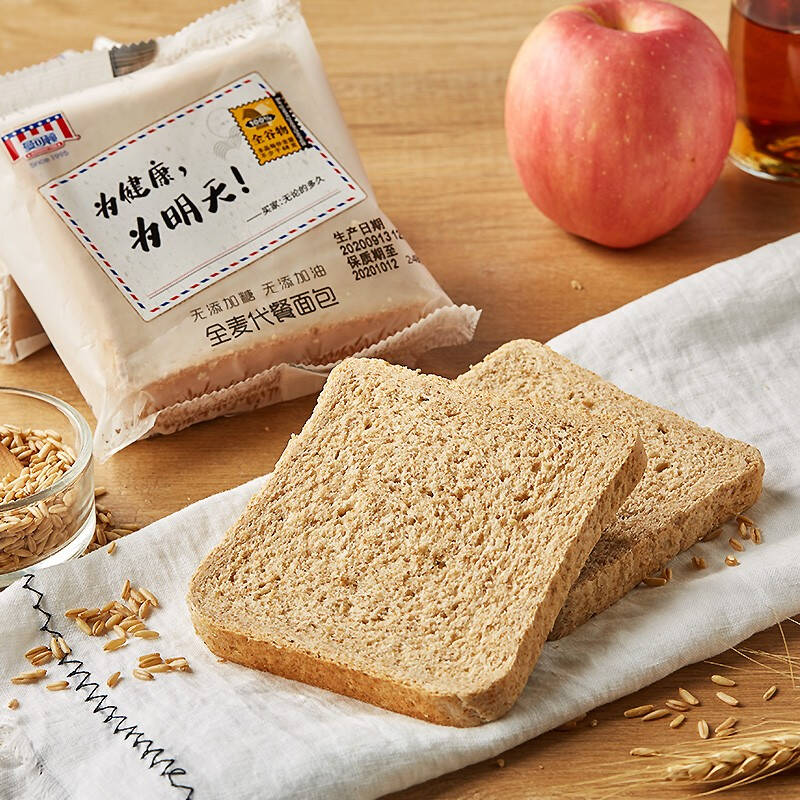 曼可顿全麦面包粗粮切片吐司家庭办公室早餐套餐食品健身刷脂切片diy