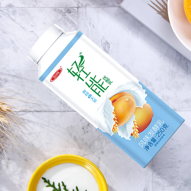 三元轻能优酪乳黄桃大麦250g瓶4酸奶酸牛奶3件